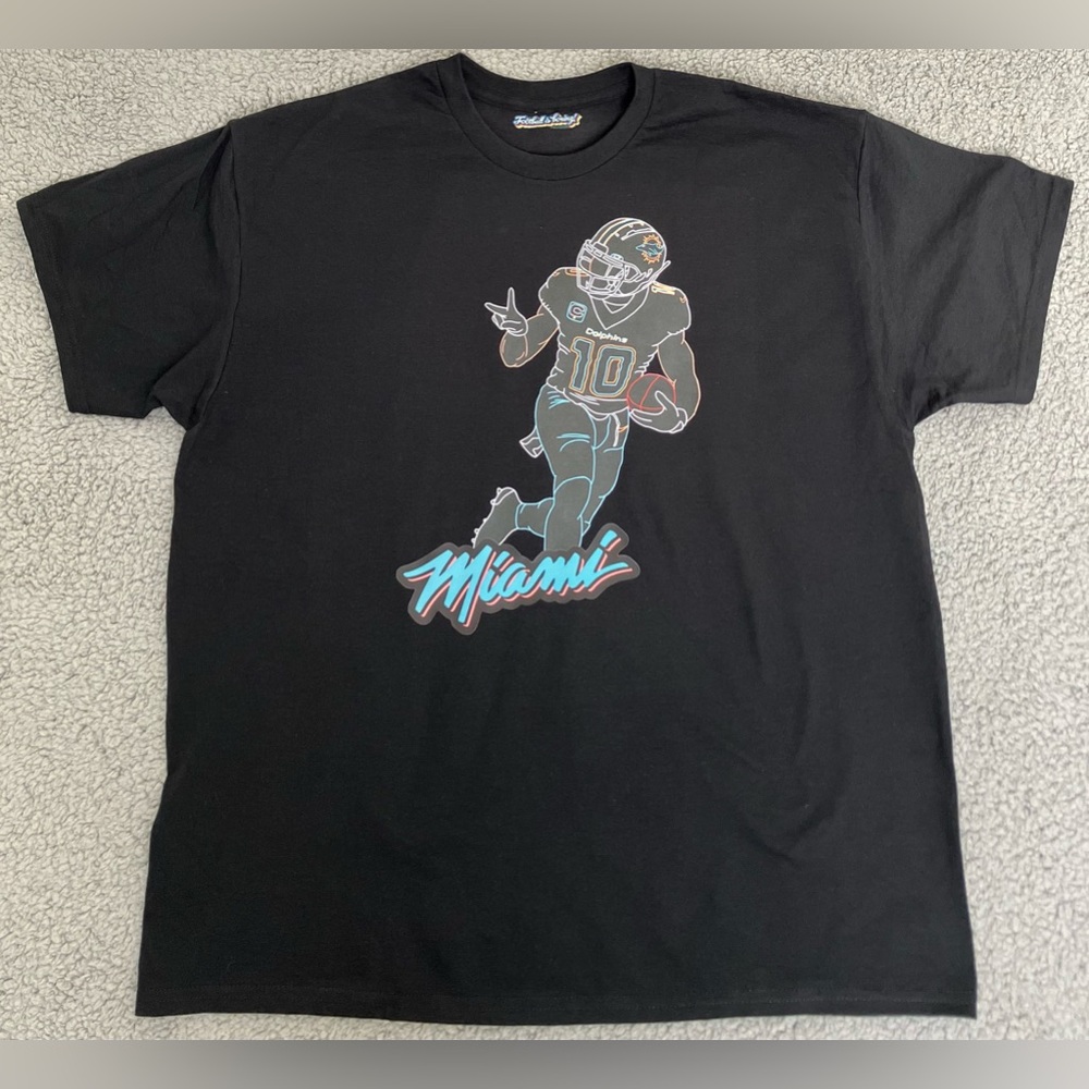 Miami Dolphins NFL Tyreek Hill Miami Nights Peace Cheetah Men’s Black Tee